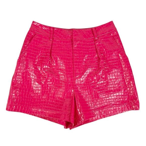 7 For All Mankind Pants - 7 For All Mankind 7FAM Pink Croc Faux Leather High Waisted Dress Shorts Small